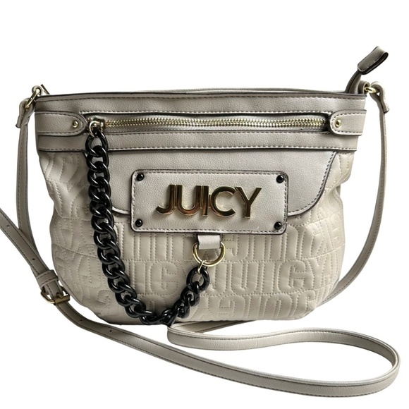 Juicy Couture Track Star Black Chain Gold Lettering Crossbody Bag - Picture 1 of 11